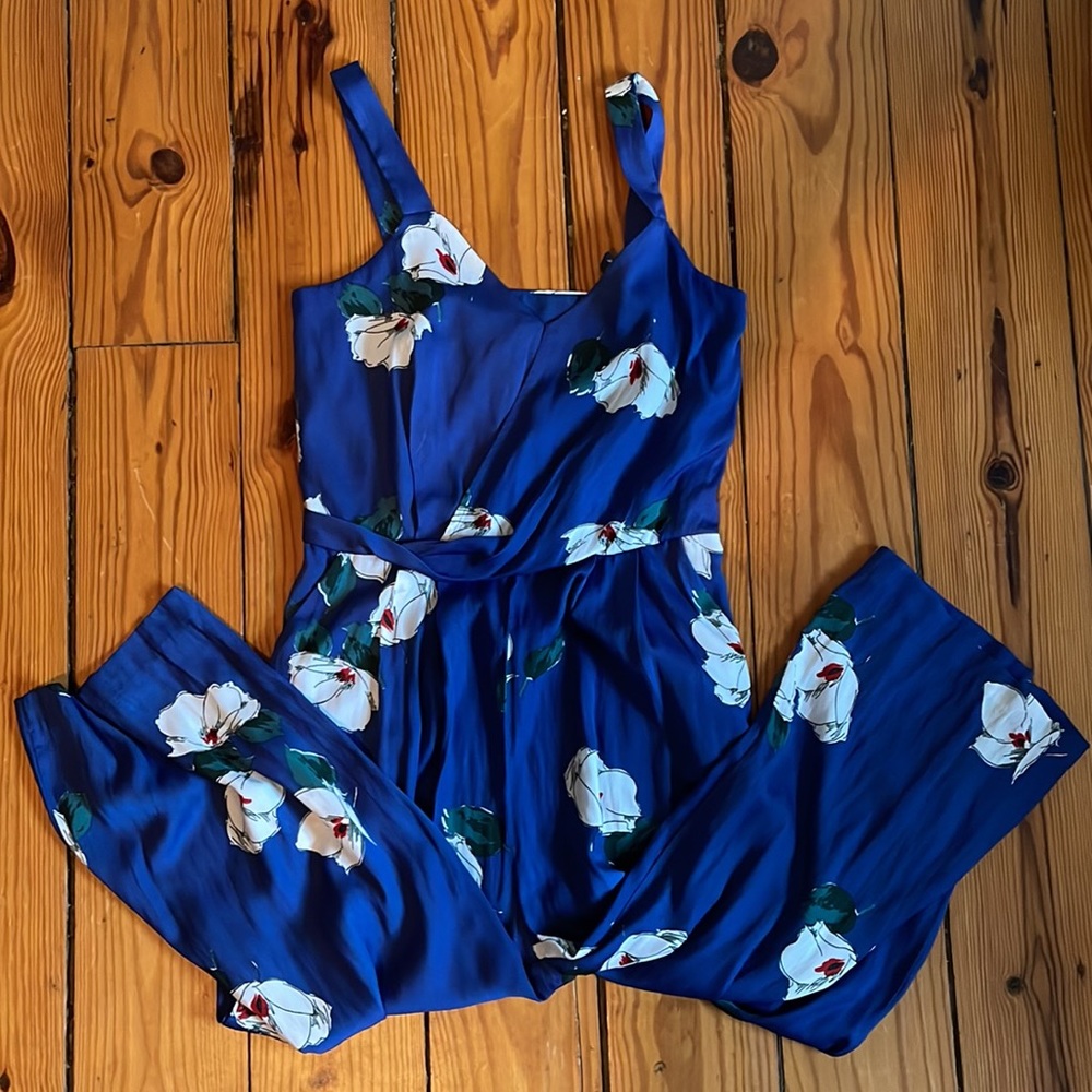 Target royal blue white cropped jumpsuit